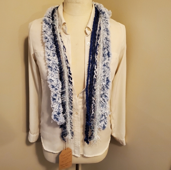 Blue & White CRAZY scarf #2 - Picture 1 of 2